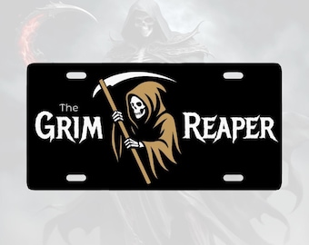 Tablica rejestracyjna samochodu Grim Reaper - zabawna tablica aluminiowa z horrorem
