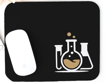 Chemie muismat | Black Gold Flask Line Art-bureauonderlegger, STEM-kantoordecor