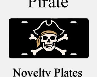 Skull Head Skeleton Pirate License Plate
