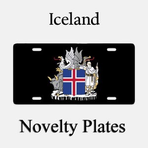 Iceland Flag Coat of Arms License Plate