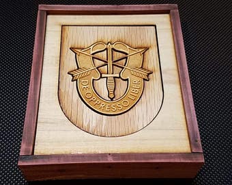 US Army Special Forces Wappen Holz Mosaik Plakette