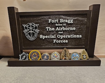 Fort Bragg Special Forces desktop sign with Coin Slot