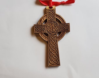 5" Irish/Celtic Cross Christmas Ornament (Cedar)