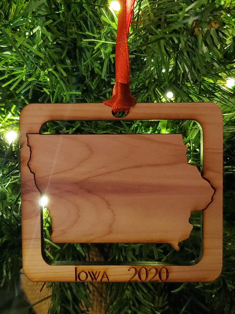 Square Iowa State Outline Christmas Ornament