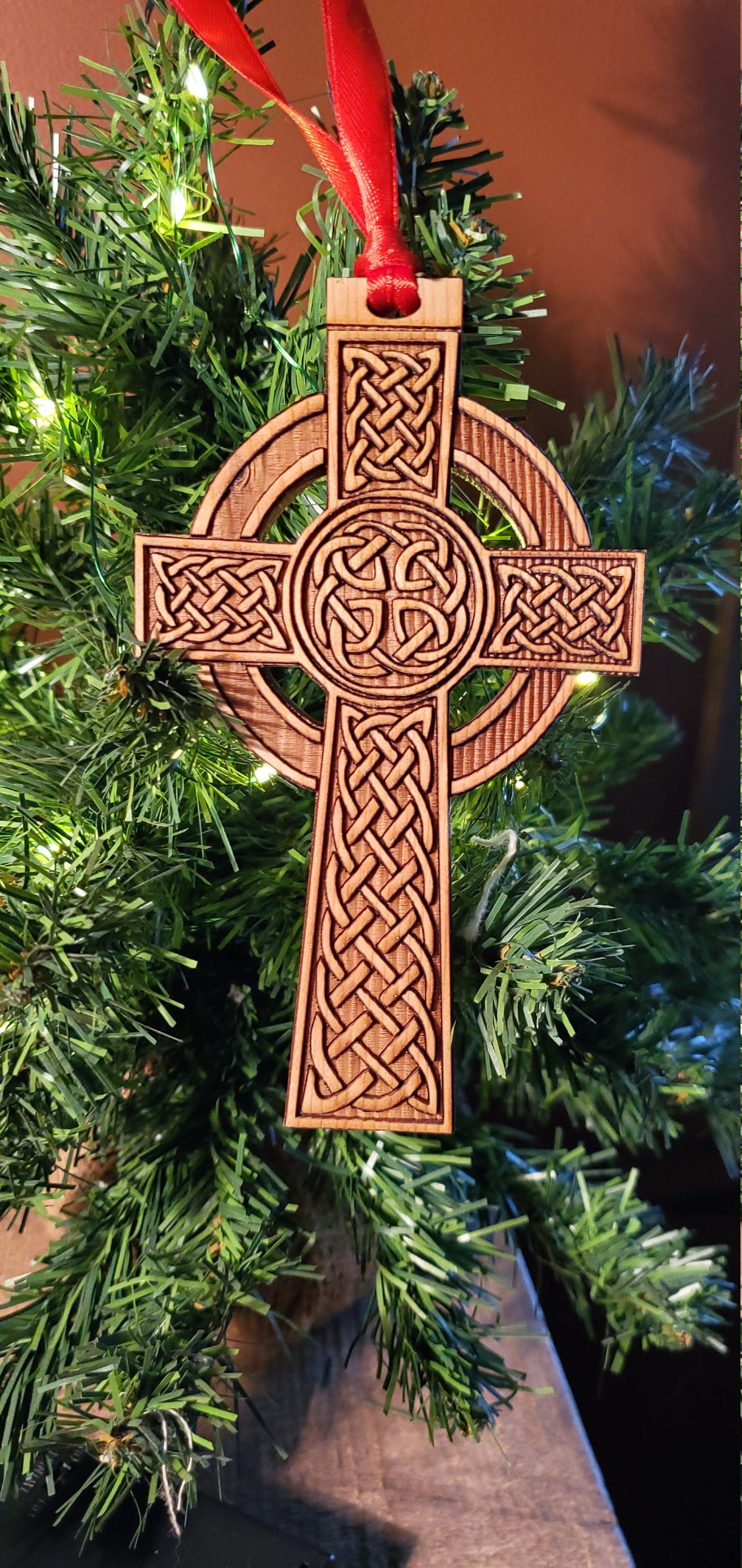 Irish/Celtic Cross Christmas Ornament 5 tall Cedar Etsy