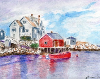 PEGGY'S COVE PAINTING in original watercolor painting by Sharon Weiss