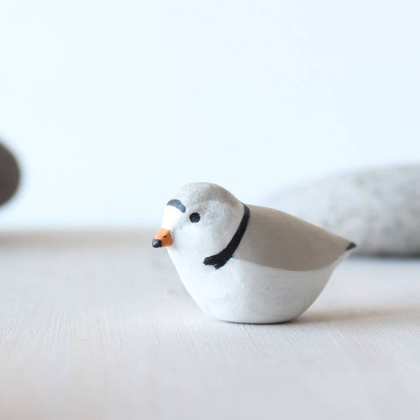 Tiny plover miniature sculpture -  hand painted clay figurine - bird totem - small ornament