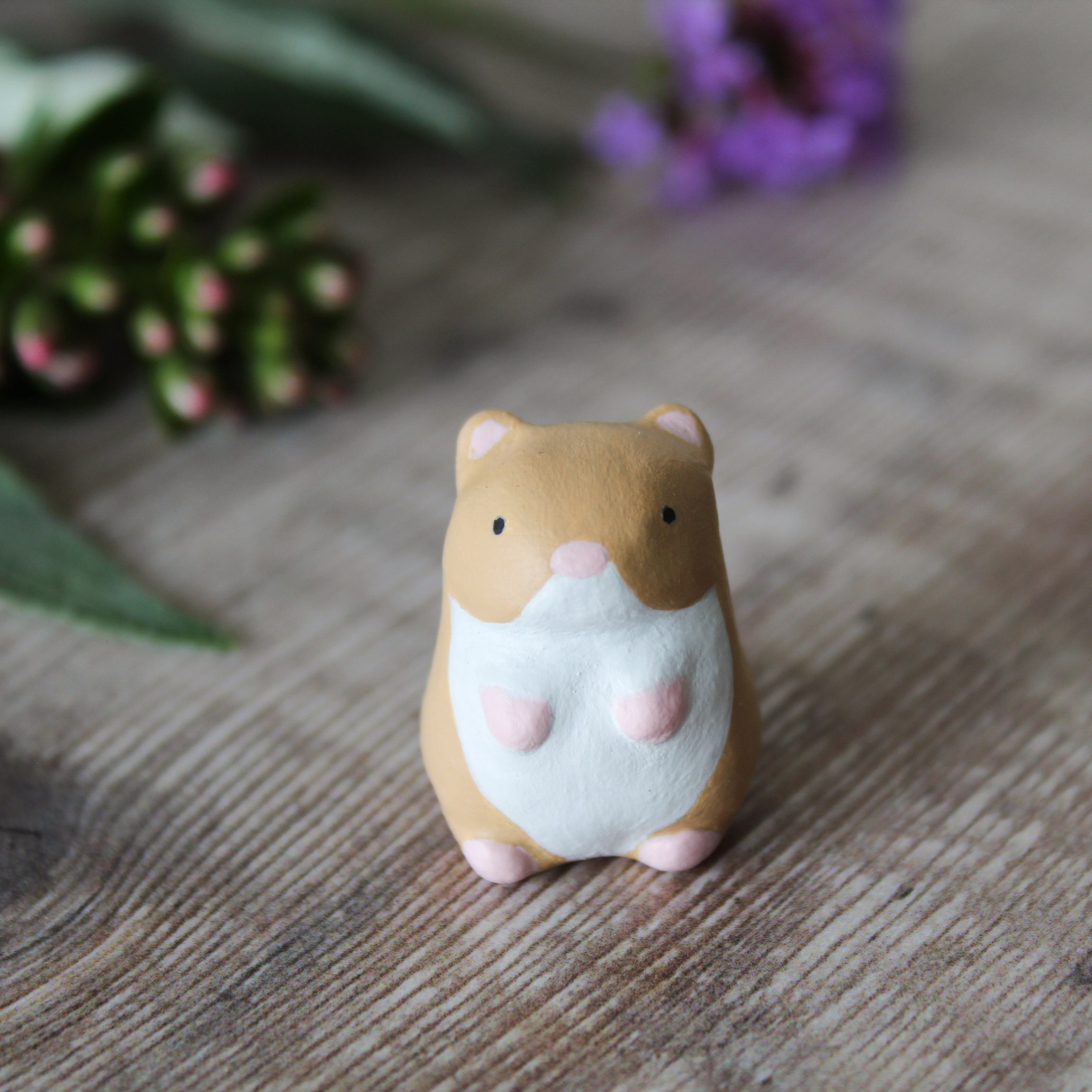 Tiny Hamster Miniature Sculpture - Hand Painted Clay Tiny Hamster Miniature Sculpture - Hand Painted Clay