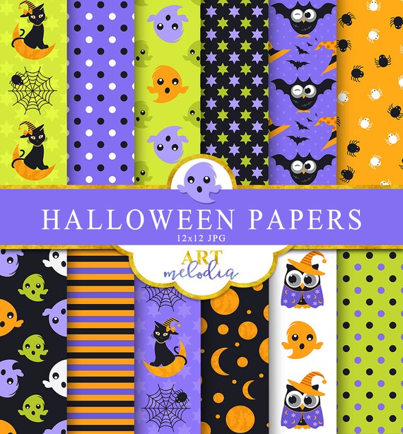 Halloween Digital Paper Halloween Seamless Pattern Halloween Etsy