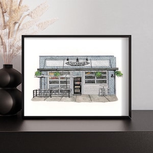 Hand-painted artwork, The Governor Modern Diner, Milford, OH, watercolor painting illustrated by @Annachavezdesigns