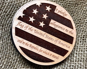 Custom USA Cherry Wood Coasters-Patriotic-Personalized-Fun Coasters-Drink Coasters-Rustic Coasters-Farmhouse Decor-Gift