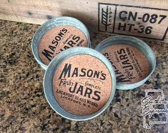 Mason Jar Coasters Set of Four-Fun Coasters-Mason Jar Coasters-Mason Jar Lid Coasters-Drink Coasters-Rustic Coasters-Farmhouse Decor-Gift