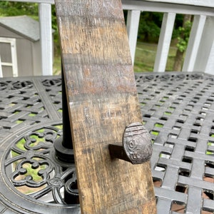 Whiskey Barrel Stave Railroad Spike Towel Holder - Coat Rack - Rustic Home Decor - Man Cave Decor - Personalizable