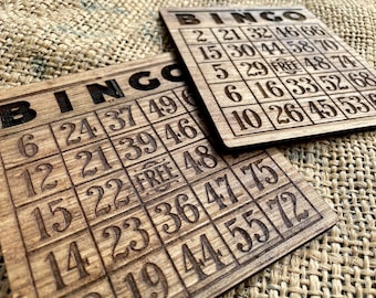 Bingo Player Gifts-Bingo Coasters-Wooden Bingo Cards-Fun Coasters-Bingo Coasters-Bingo Decor-Drink Coasters