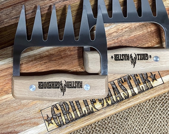 Personalised Meat Shredder Claws Set of 2-wooden and Stainless Steel- barbecue BBQ Gift-meat Lovers-housewarming-gift for Him-gift for Her 