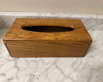 Funda para caja de pañuelos de roble macizo vintage
