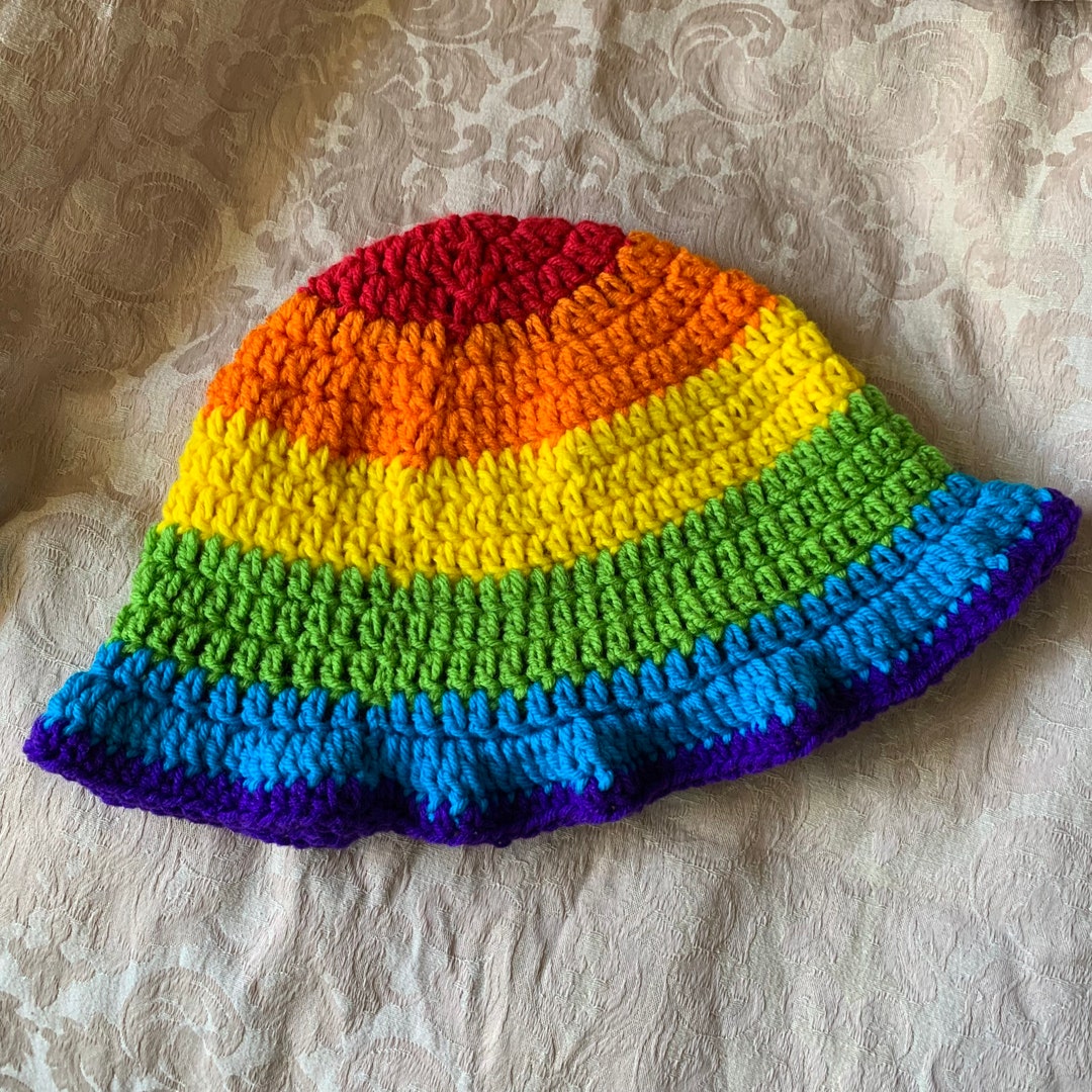 Multicolor Rainbow Bucket Hat Handmade Crochet Handcrafted Etsy