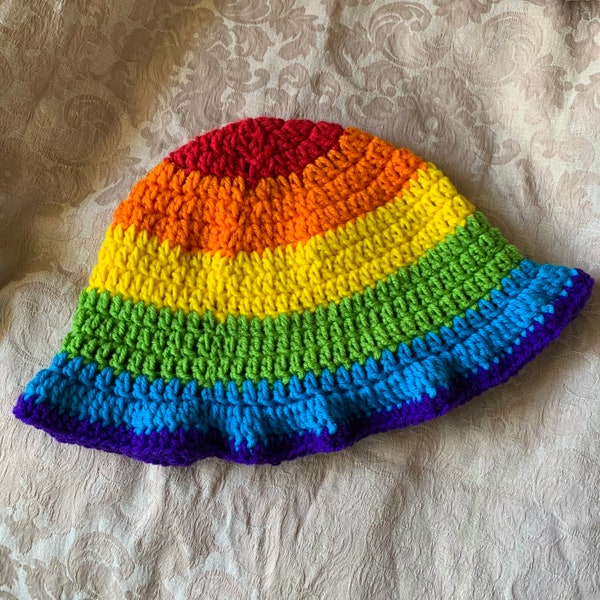 Multicolor rainbow bucket hat handmade crochet handcrafted