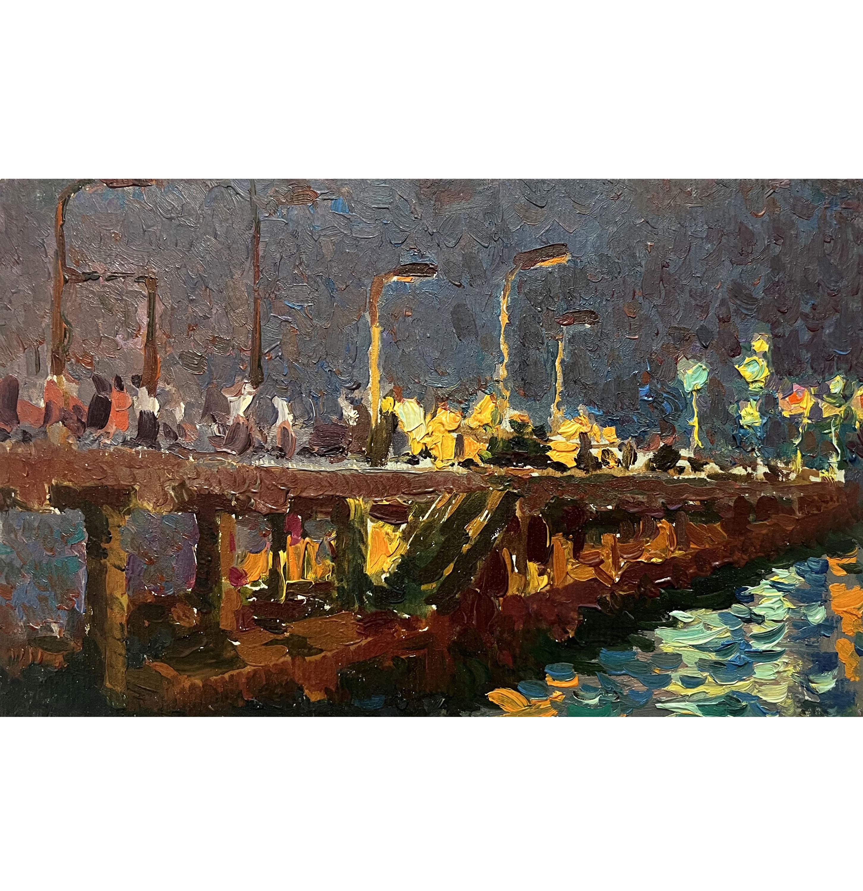 Antique Original Oil Painting Evening Seascape by Ukrainian Artist V ...