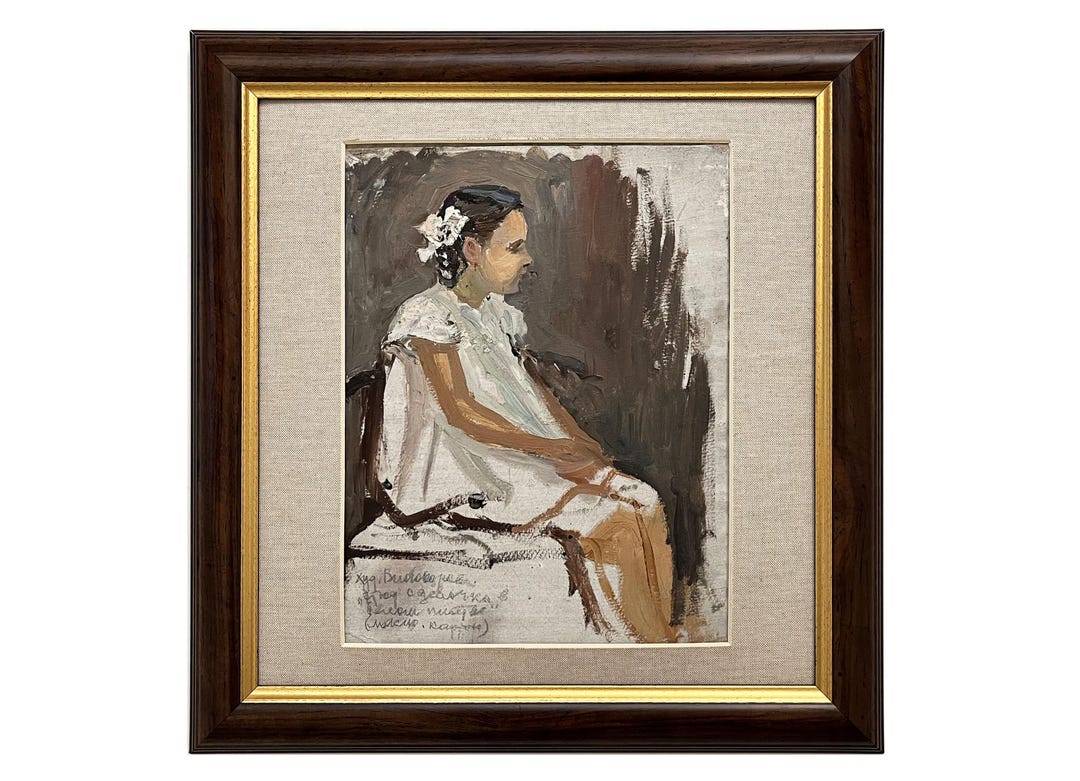 Antique Framed Original Oil Painting Portrait of a Girl by Ukraine ...