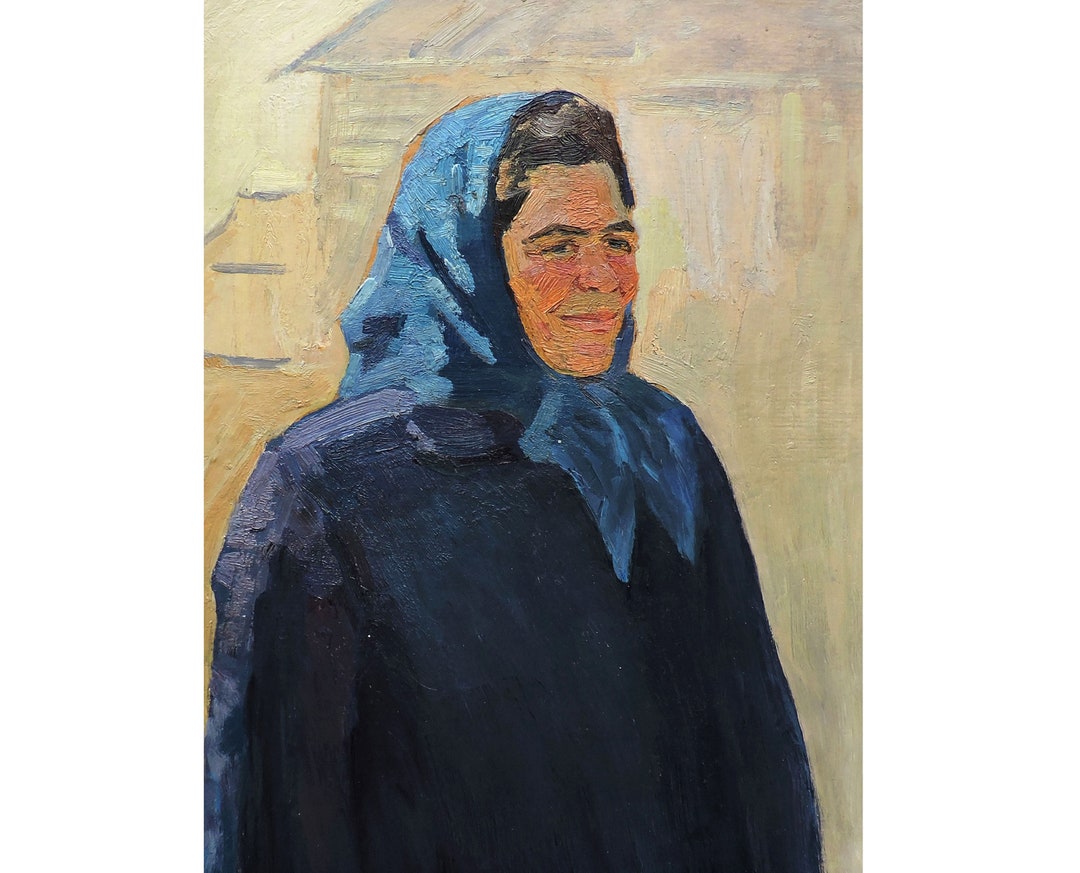 VINTAGE FEMALE PORTRAIT Original Oil Painting by Soviet Ukraine Artist ...