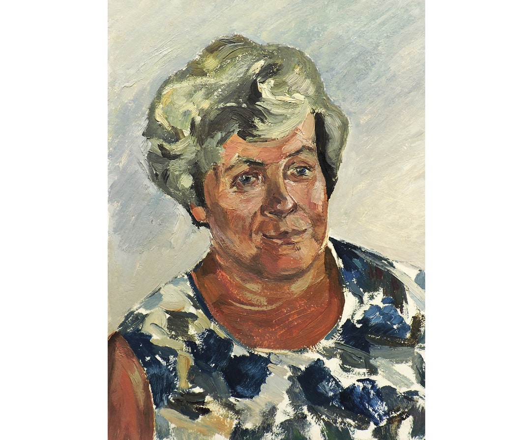 Vintage Original Oil Painting Female Portrait by Soviet Ukraine Artist ...