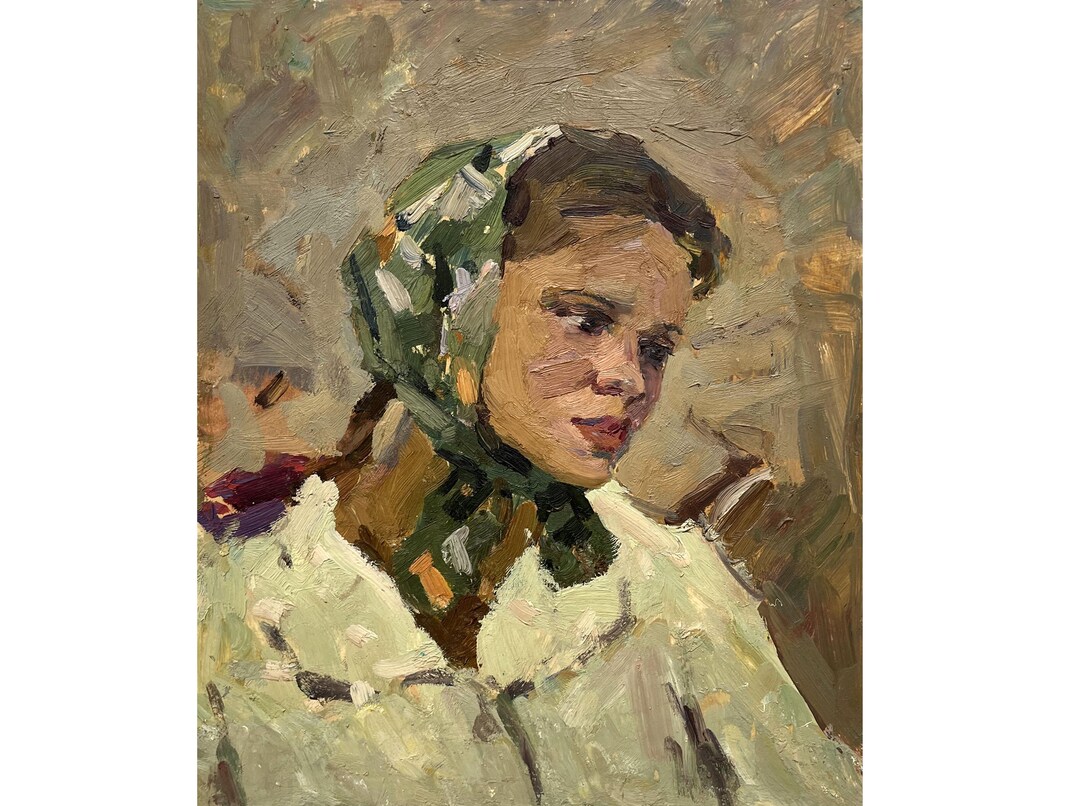 Antique Original Oil Painting Portrait of a Girl by Ukraine Artist V ...