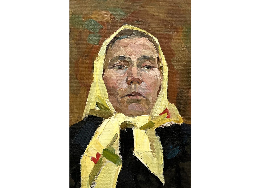 Antique Original Oil Painting Female Portrait by Ukraine Artist V ...