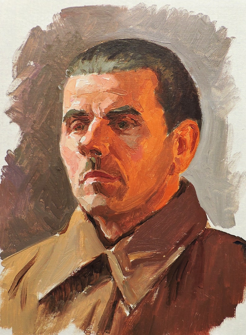 Vintage Original Oil Painting Portrait of a Man by Ukrainian Artist M ...