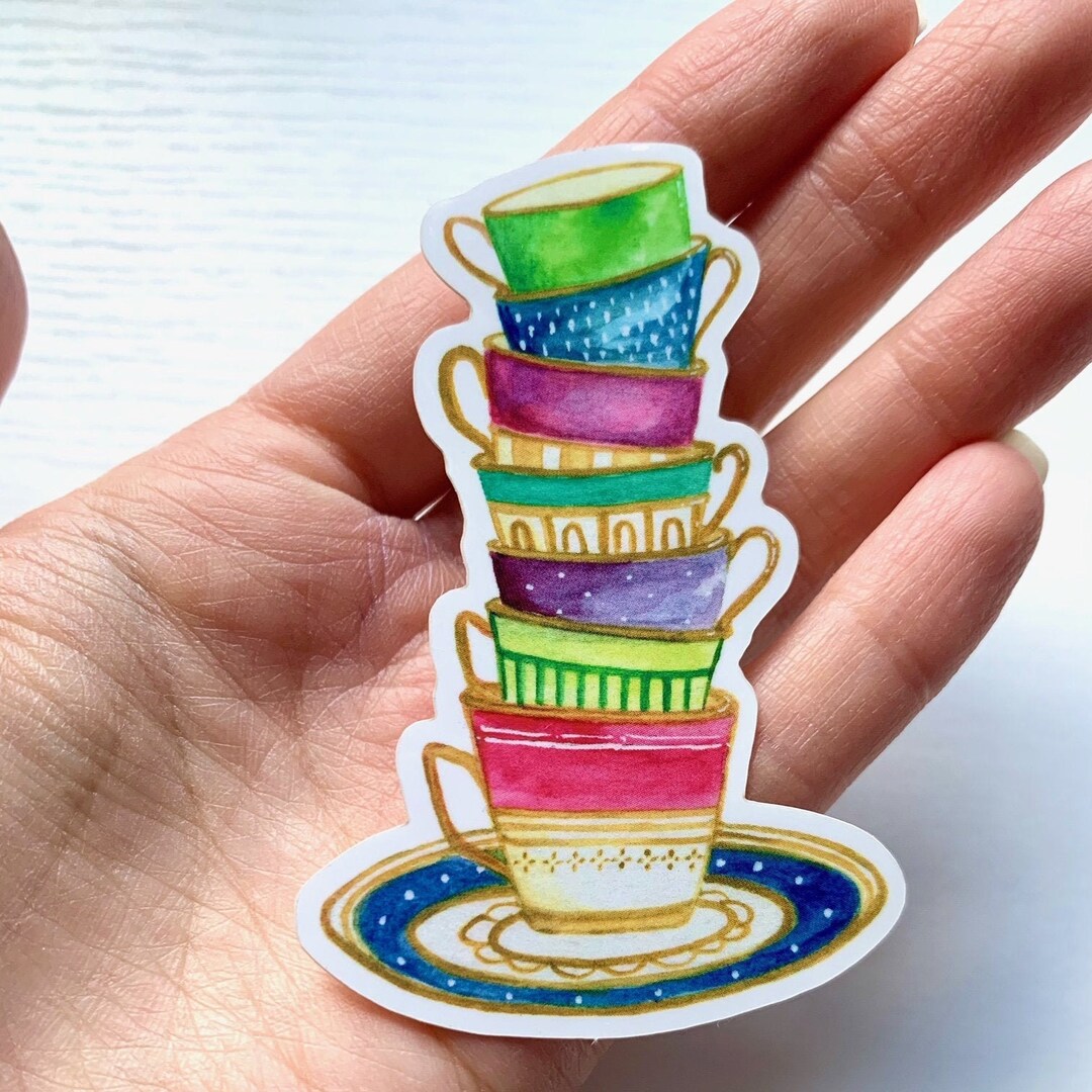 Tea Party Laminated Vinyl Sticker // Sticker Bomb, Sticker Art ...