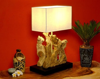 Driftwood Table Lamp Nature's Artistry in Teak Oldwood Rustic Home Decor