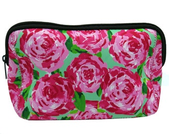 Flower Floral Neoprene Makeup Bag Pouch Purse Travel Clutch