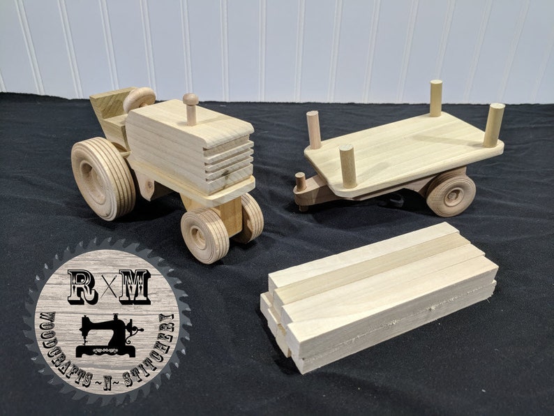 Wooden Toy Wood Farm Tractor and Trailer Farm Tractor Etsy