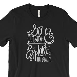 Go Outside and Explore the Beauty Tshirt Heather Black