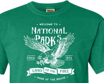 Land of the Free National Parks Eagle Adventure Comfort Colors T Shirt