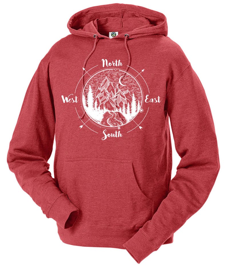 National Park Compass Adventure Unisex Hoodie Red Heather