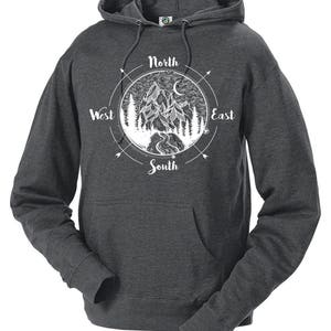 National Park Compass Adventure Unisex Hoodie Charcoal Heather