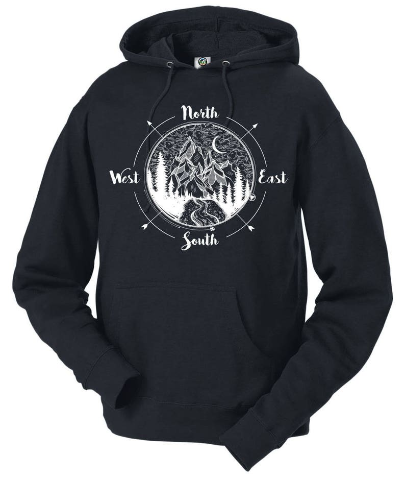 National Park Compass Adventure Unisex Hoodie Black