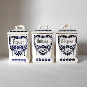 Boîtes à épices de style Delft, ensemble de 3