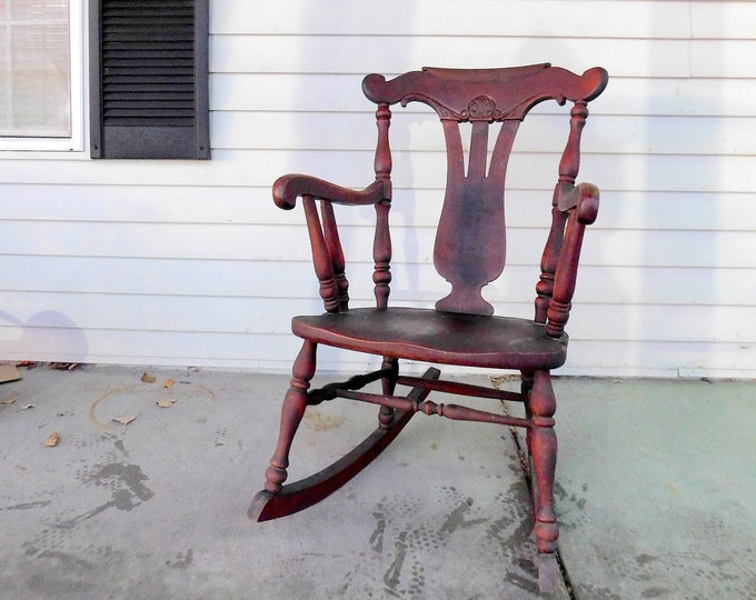 Antique Solid Wood Rocking Chair - Etsy