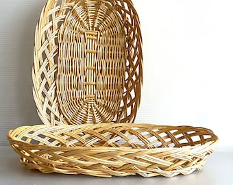 Oval Woven Wicker Tray, Set of 2