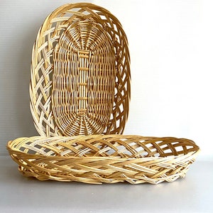Oval Woven Wicker Tray, Set of 2