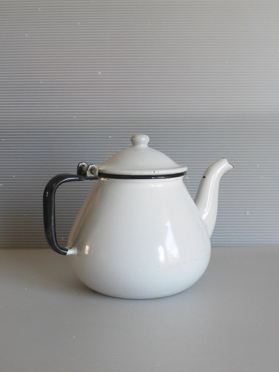 White Enamel Tea Kettle Etsy