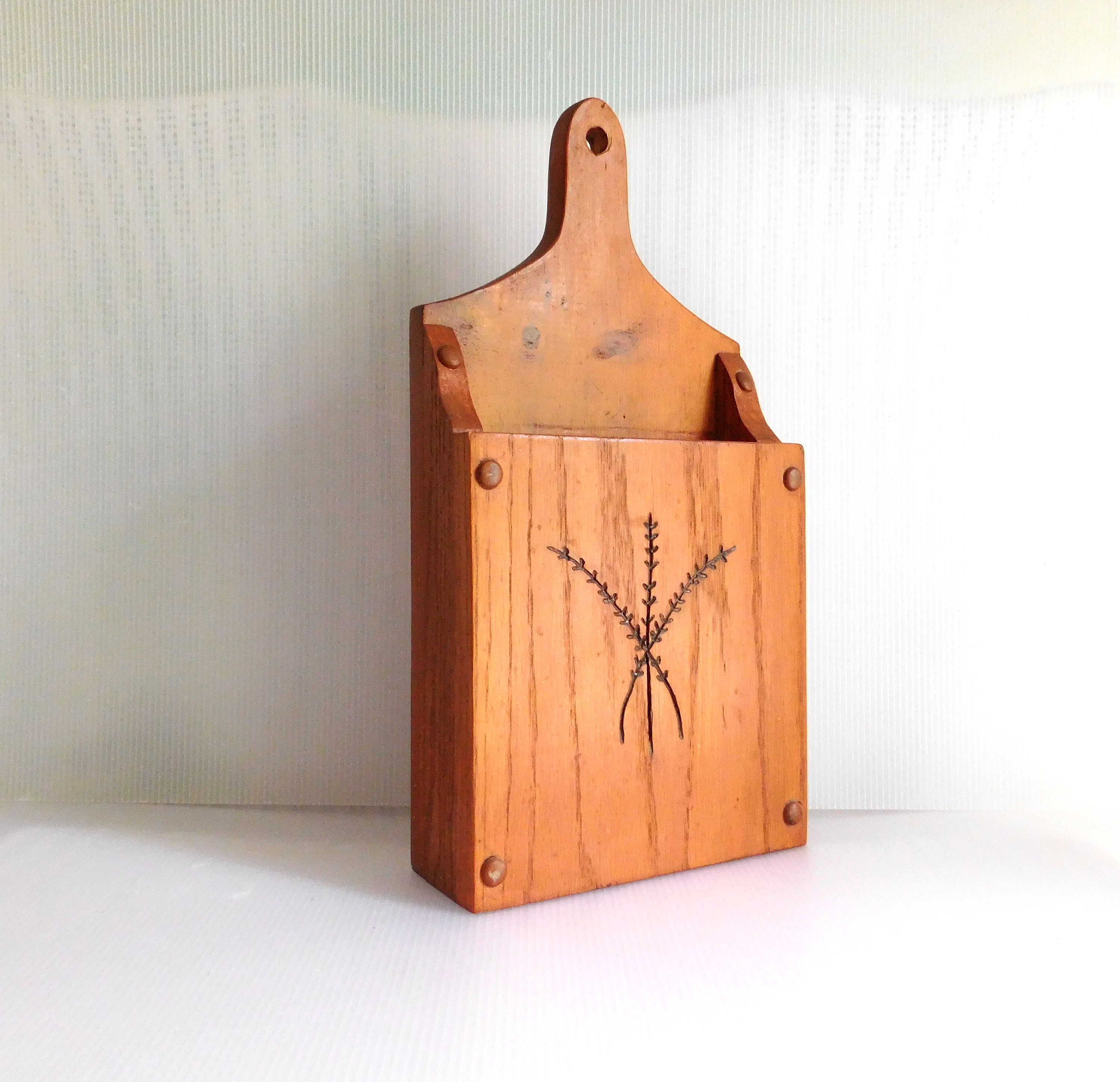 Wood Knife Block With Herb Engraving Etsy