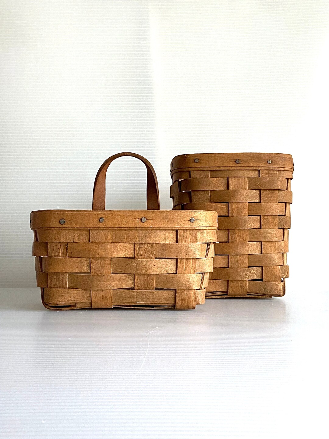 Handwoven Longaberger Baskets Set of 2 Etsy