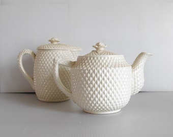 Raised Diamond Ceramic Pitcher and Teapot