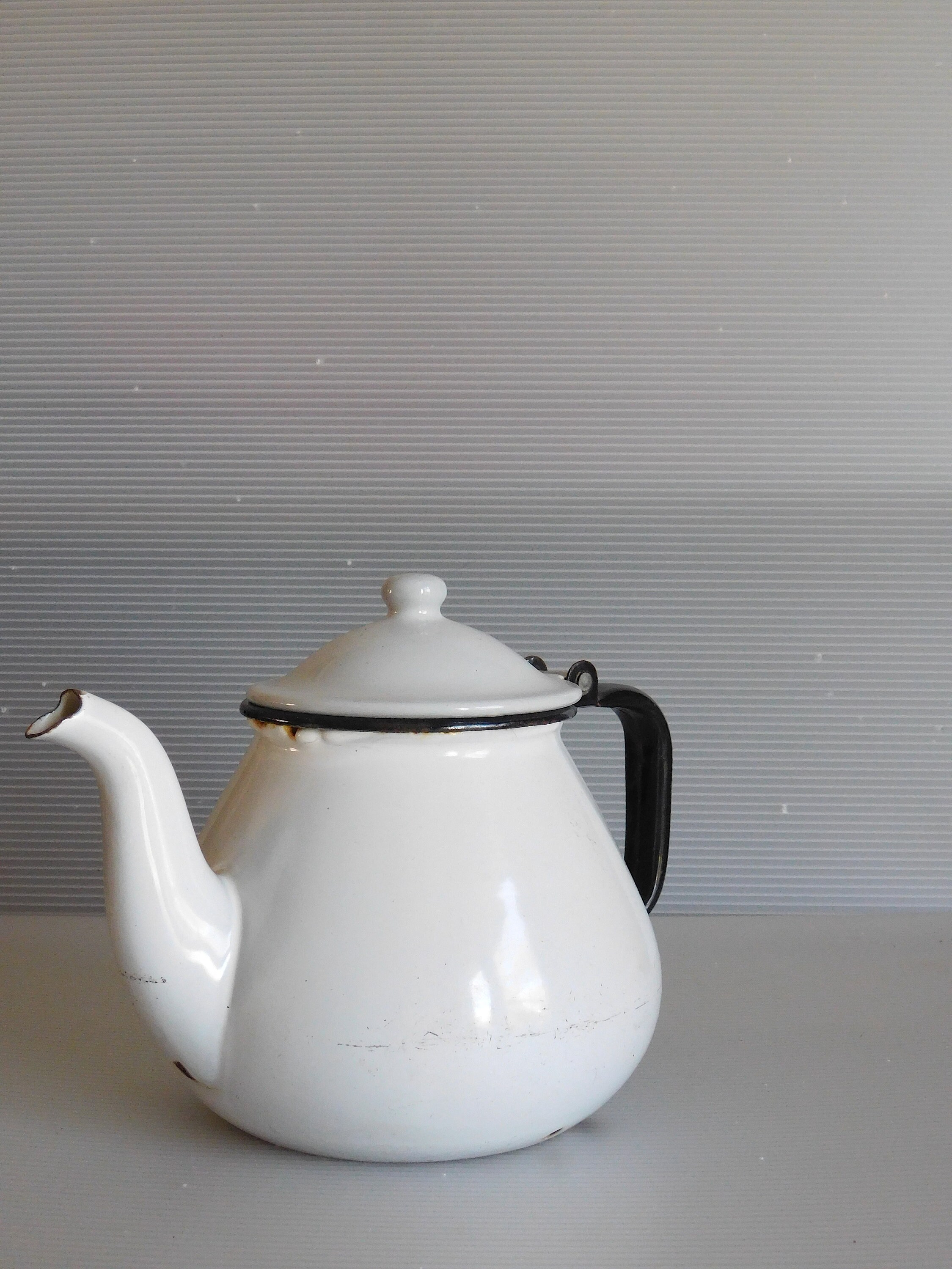 White Enamel Tea Kettle Etsy