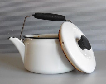 White Enamel Tea Kettle