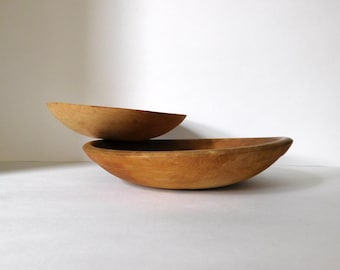 Turned Natural Wood Nesting Bowls, Set of 2