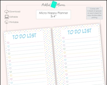 Editable Micro Pastel Dots Planner To Do/Task Lists Printable - 3x4" Micro Happy Planner, Insert, Edit, Print